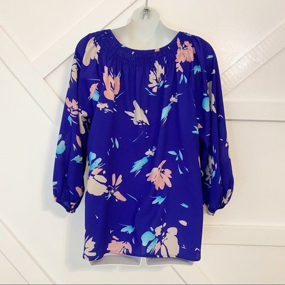 Yumi Kim Floral Printed Smocked Button Down Blouse - Picture 3 of 8